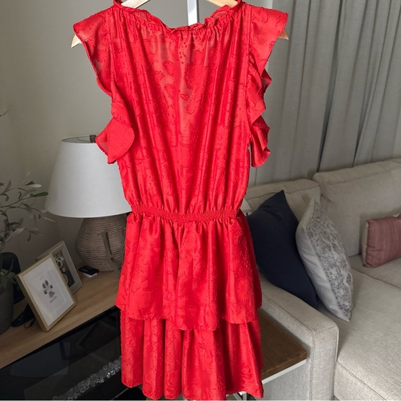 Chelsea & Violet Sleeveless Red Roses Ruffle Jardin Chinoiserie Dress Size S - Picture 7 of 12